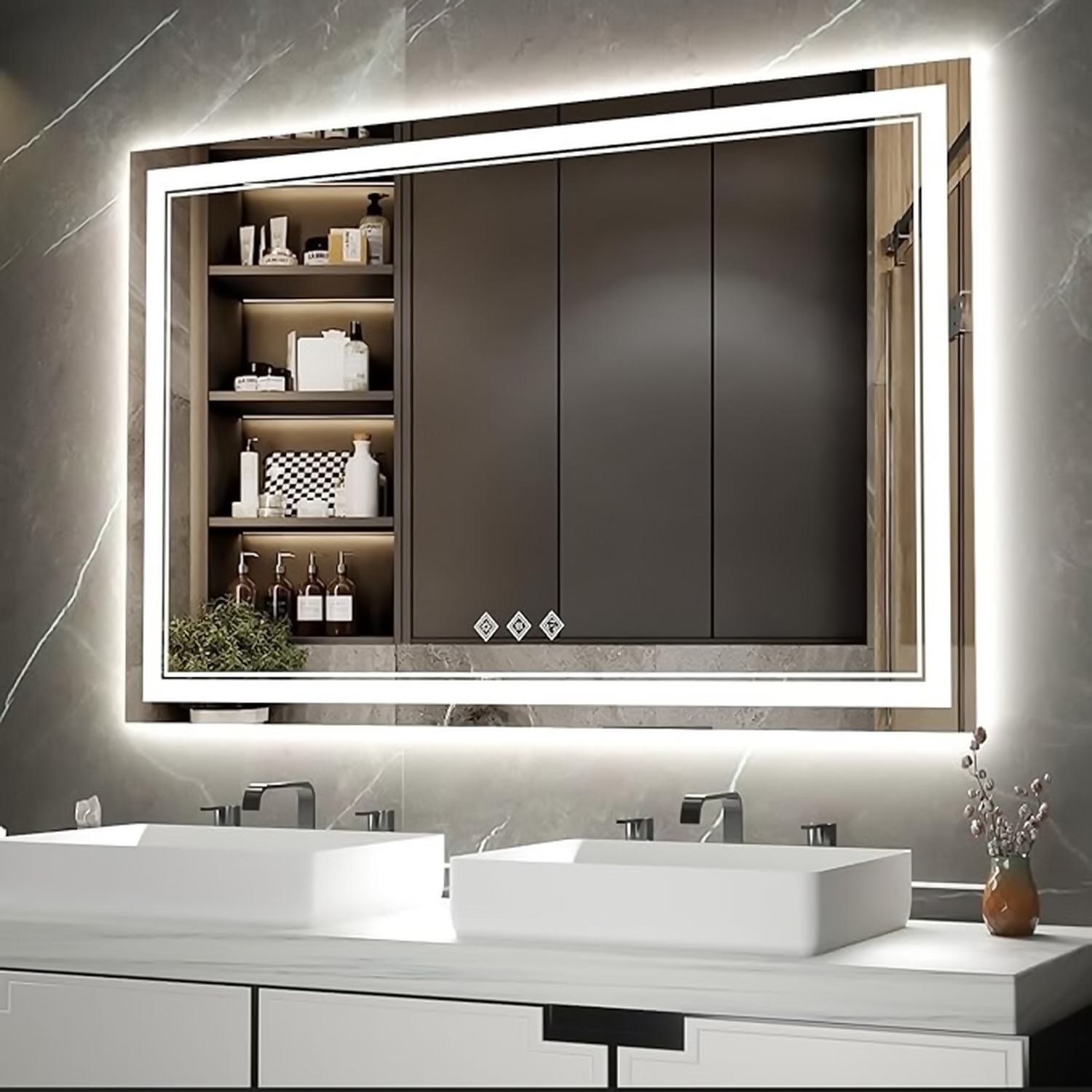 Зеркало с декоративной светящейся рамкой